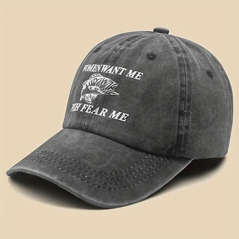 Fishing Trucker Hats Women Want Me Fish Fear Me Trucker Mesh Cap  Embroidered Dad hat Black