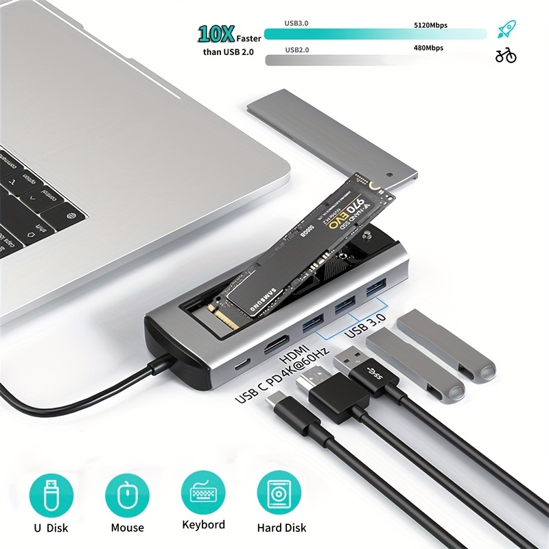 Boîtier de disque dur externe 2.5 pour Macbook Air Pro, SATA à 3.0, type-c  3.1, pour ordinateur portable