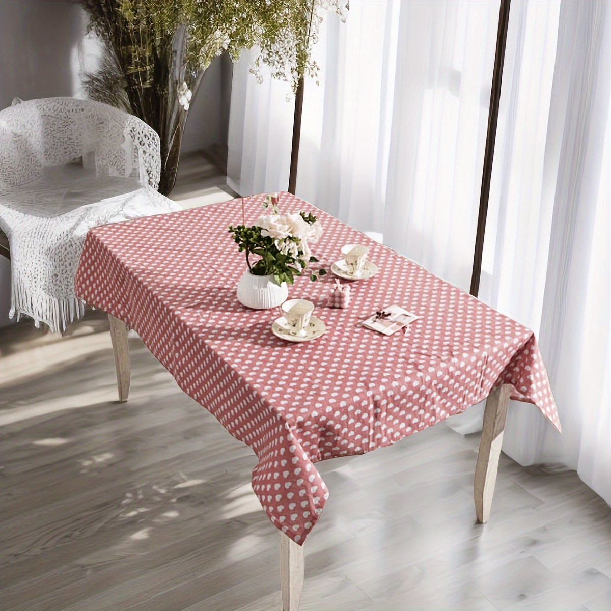 Mantel impermeable para el día de San Valentín, relleno de amor rojo con  ala, mantel para mesa de comedor, para cocina, fiesta, decoración de mesa  al