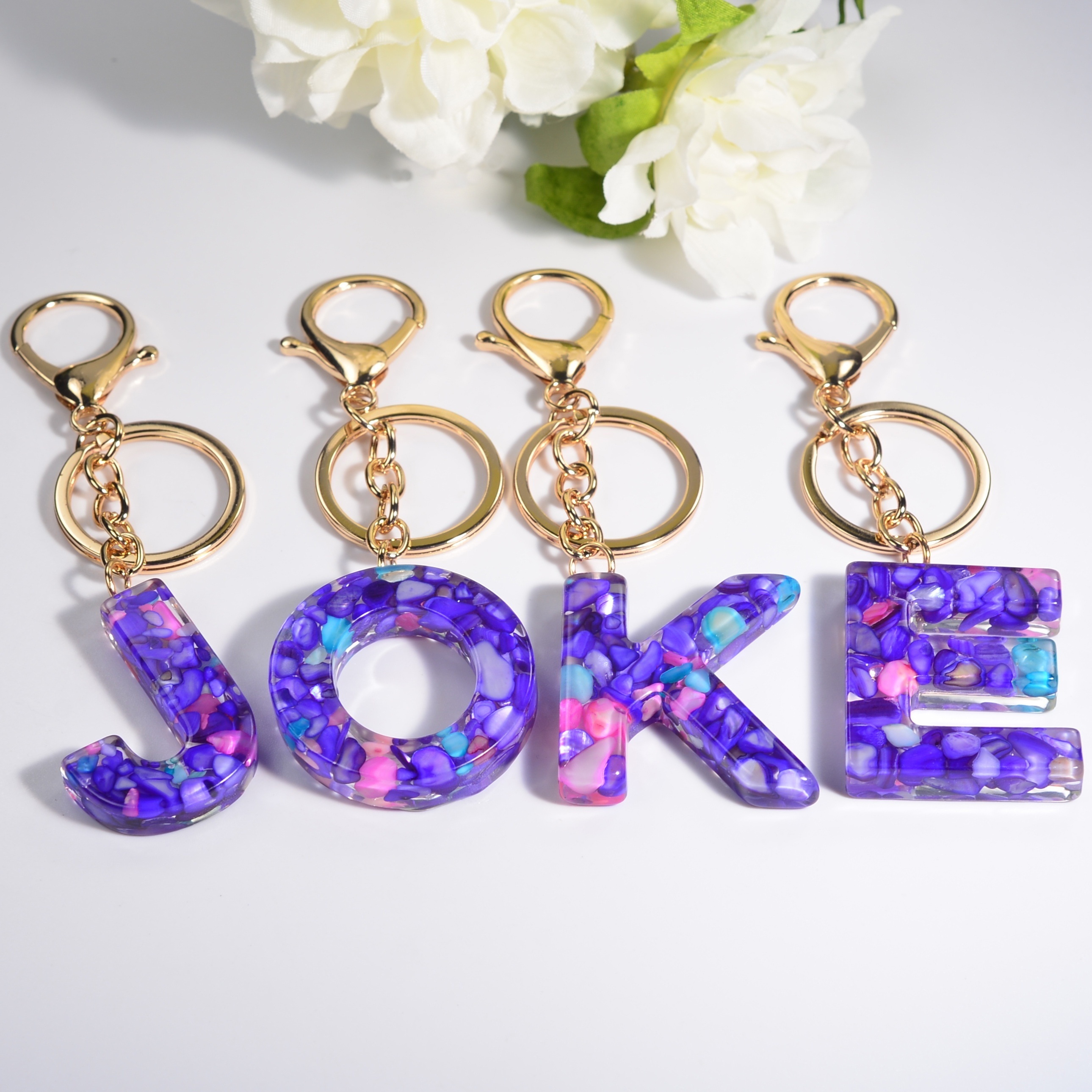 Golden Glitter Initial Letter Keychain Alphabet Key Chain - Temu