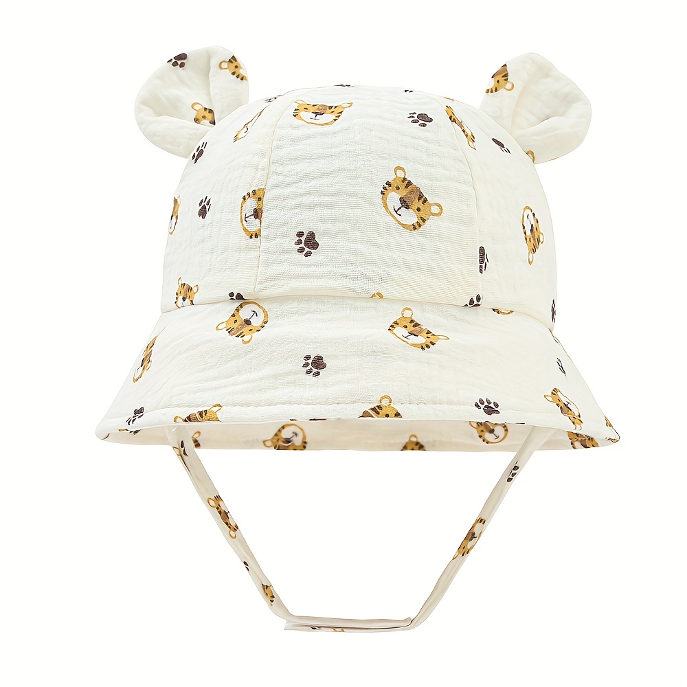 Cute Cartoon Ears Bucket Hat Adjustable Straps Sun - Temu