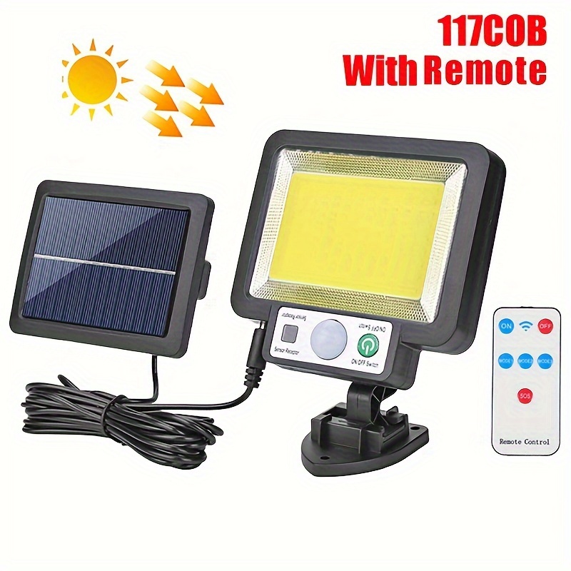 Luz Reflector Panel Solar Exterior Sensor Movimiento Cob Led