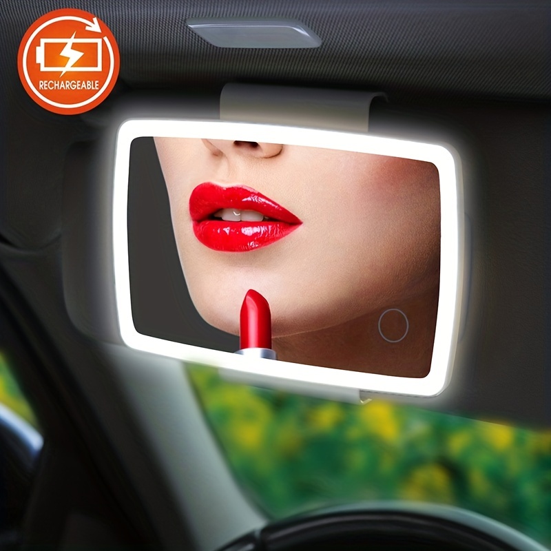 Car Visor Vanity Mirror Rechargeable 3 Light Modes Led Car - Temu