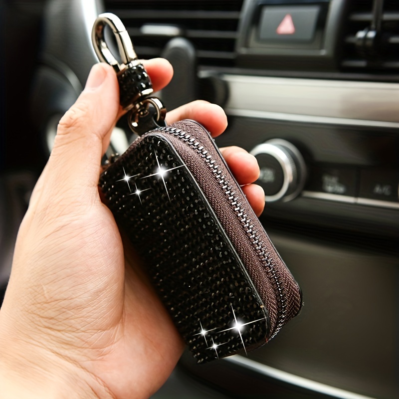 Silver Bling Car Key Holder Cover with Rhinestones for Tesla Model