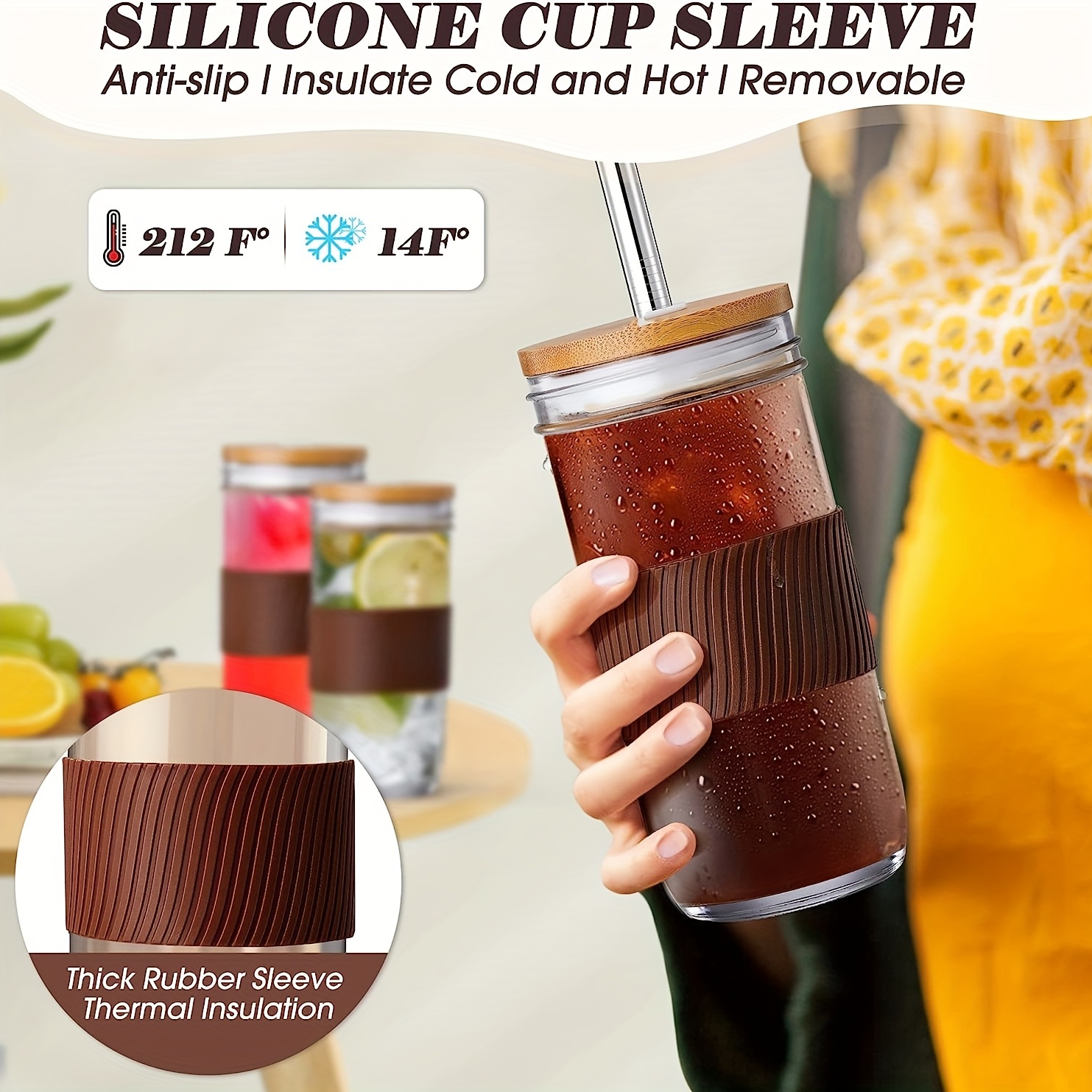 Thickened Glass Cup Reusable Glass Cup With Lid Straw And - Temu