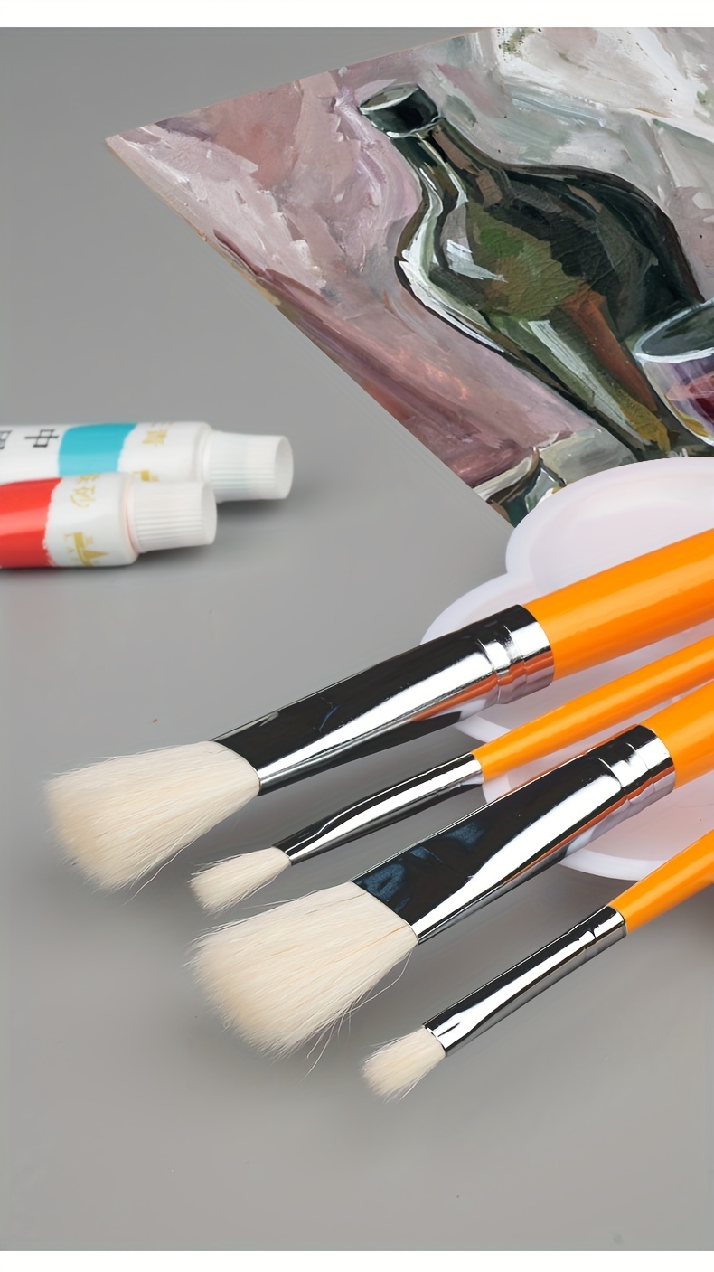 Wool Brushes Gouache Oil Painting Brushes Single Flat Tip - Temu