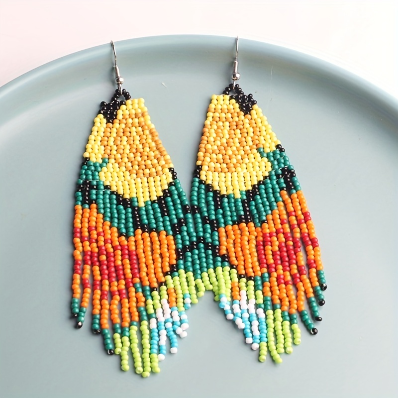 Big Rainbow Beaded Earrings for Women Boho Style Woven Bohemian Earrings  Summer Beach Jewelry Party Gifts - China Beaded Earrings and Earring price