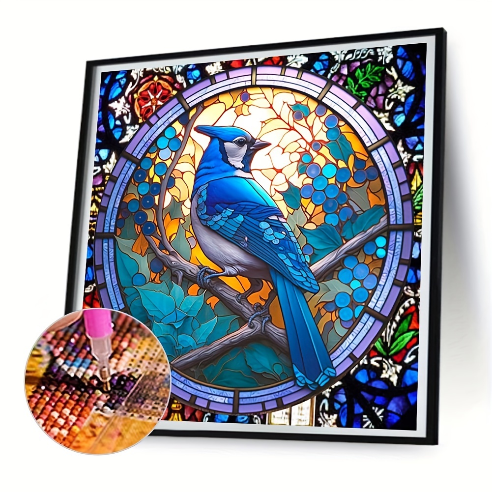 Blue Bird Round Diamond Diamond Painting Animal Pattern - Temu