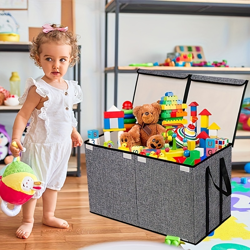 1pc 2 Grid Toy Storage Box, Lightweight Collapsible Clothes Organizer  Basket, Sturdy Storage Bins With Lids, Extra Large Kids Toy Storage  Organizer Bo