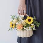 handwoven rattan flower basket willow wicker basket handle