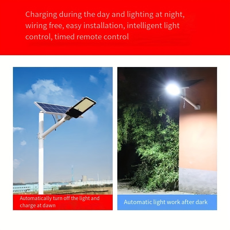 1pc new solar street lights outdoor waterproof high power led village road lights 600 high brightness led lamp beads fully automatic light control induction suitable for outside doors sports fields courtyards swimming pools roads details 5