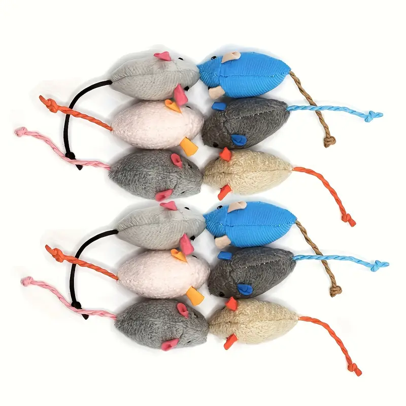 Random Color Cat Mice Toys Cats Linen Toys Kitty Feather - Temu