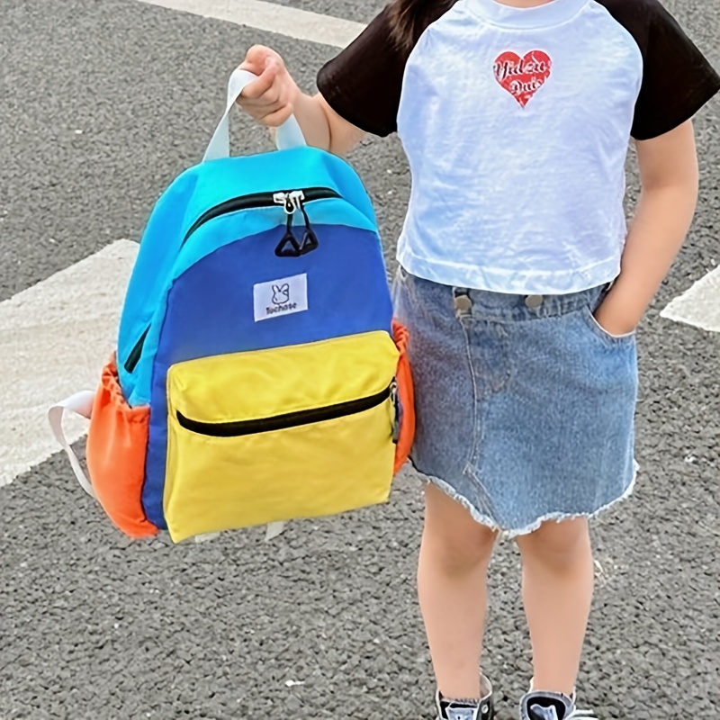 Children's Block Backpack Canvas Large Capacity Schoolbag