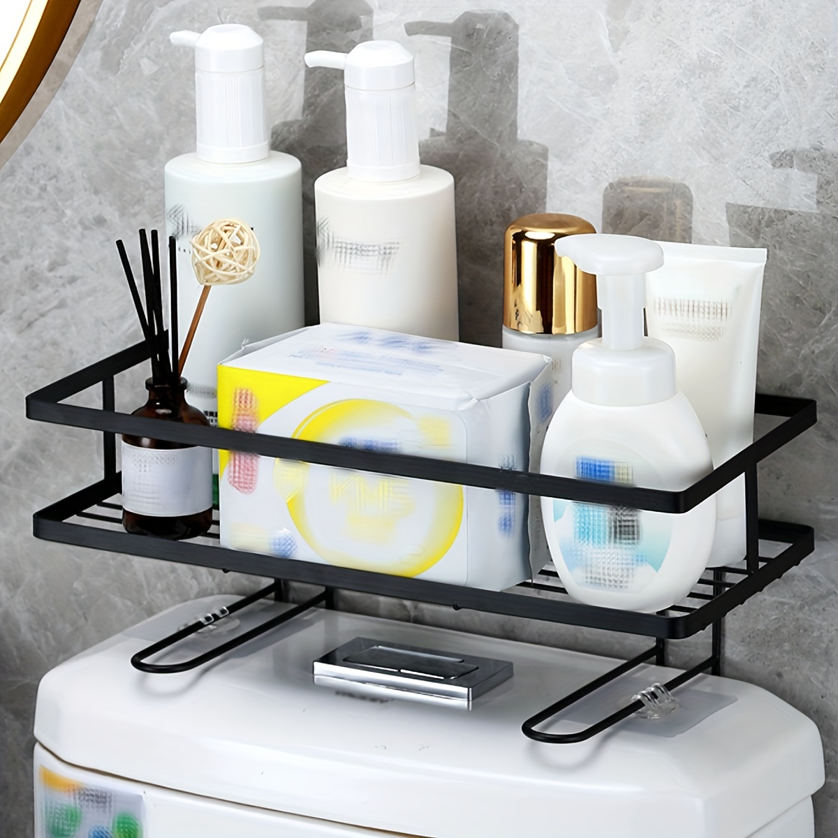 Wall Mounted Bathroom Storage Rack Plastic Bathroom Hanging - Temu