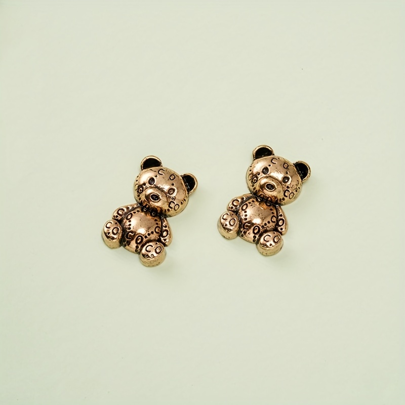5pcs Cute Metal Bear Nail Charms Parts Rhinestones Decorations 3D