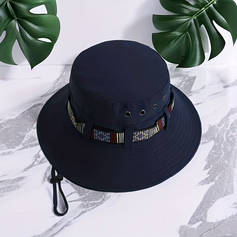 Unisex Drawstring Decor Outdoor Fisherman Hat Summer Sun