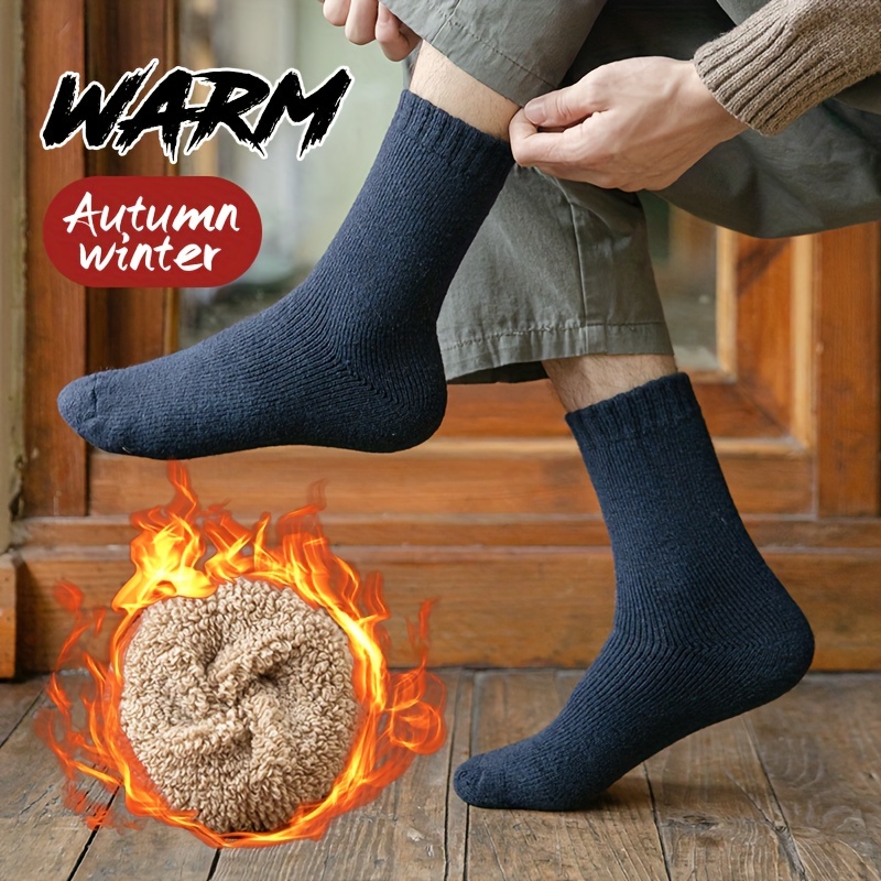 5 Pairs Merino Wool Socks for Men, Thick Winter Wool Hiking Socks, Warm  Breathable Crew Mens Socks（Fit USA Size 7-13) 