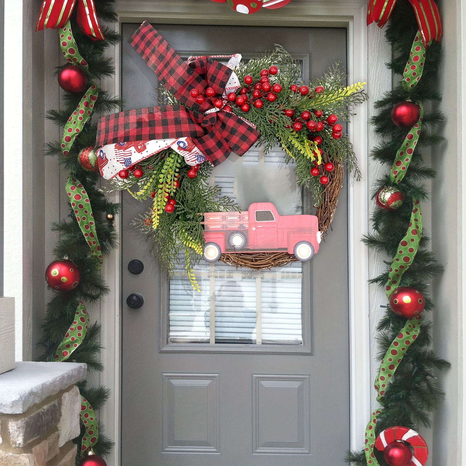 Festive Pine Cone Christmas Front Door Decoration
