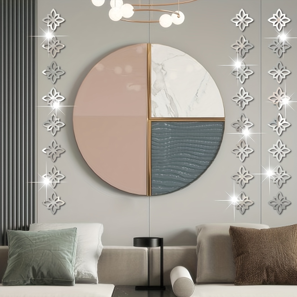 6Pcs Irregular Polygon Acrylic Mirror Wall Stickers Living Room