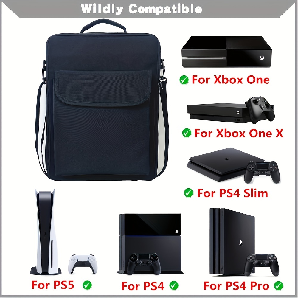  omarando Funda de transporte para consola de juegos, compatible  con PS5 o PS5 Slim, bolsa de transporte de viaje para controlador de juegos  y accesorios, incluye caja protectora de controlador (negro 