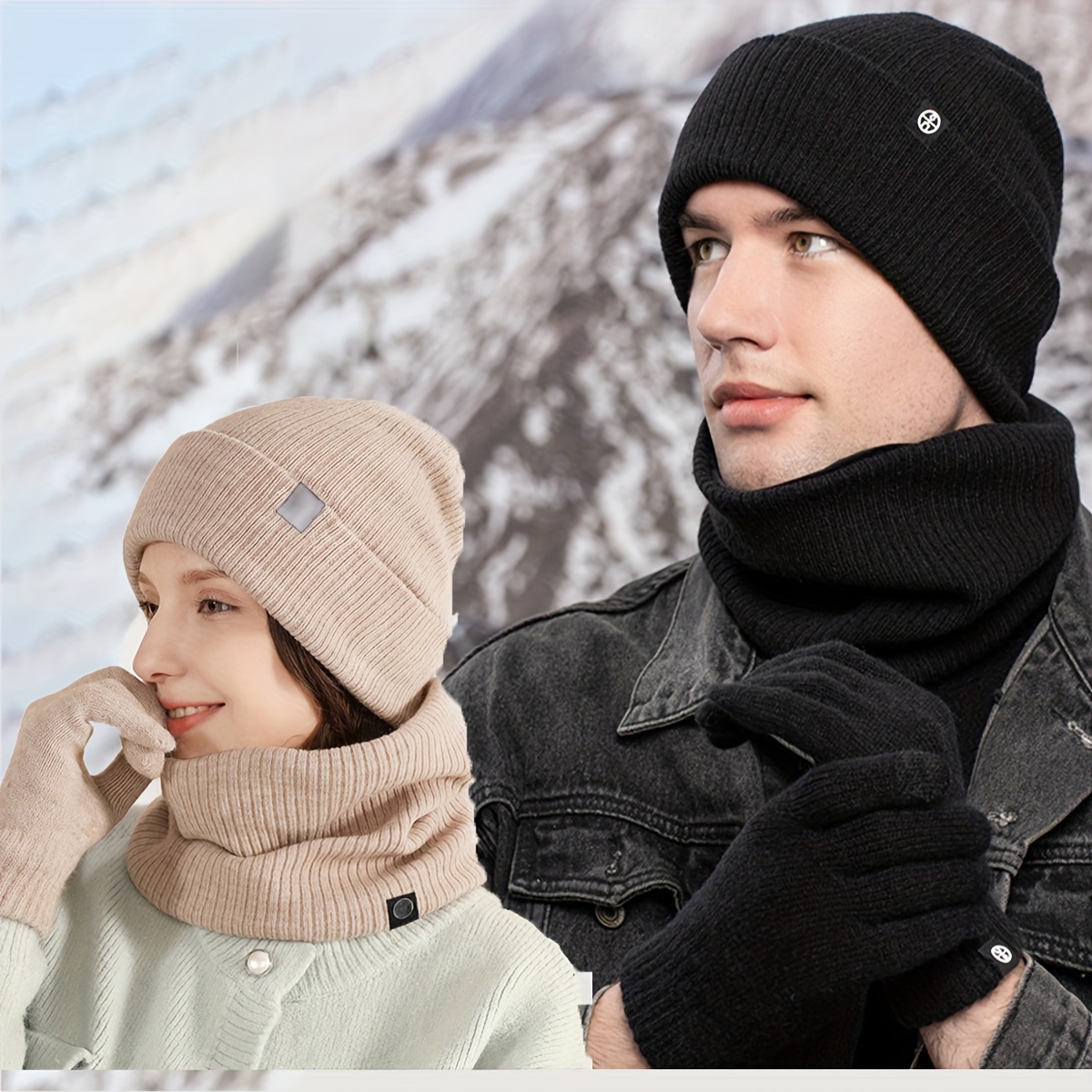 Chapeaux d'hiver pour bébé, tout-petit hiver chaud écharpe chapeau  cache-cou mignon tricoté chapeau écharpe ensemble bébé oreillette bonnet  chapeau avec écharpe, gris 