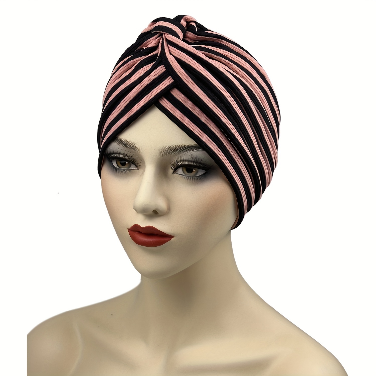 Turban Jersey Shimmer Bow - Black Silver Stripes (Designer Mask Included)