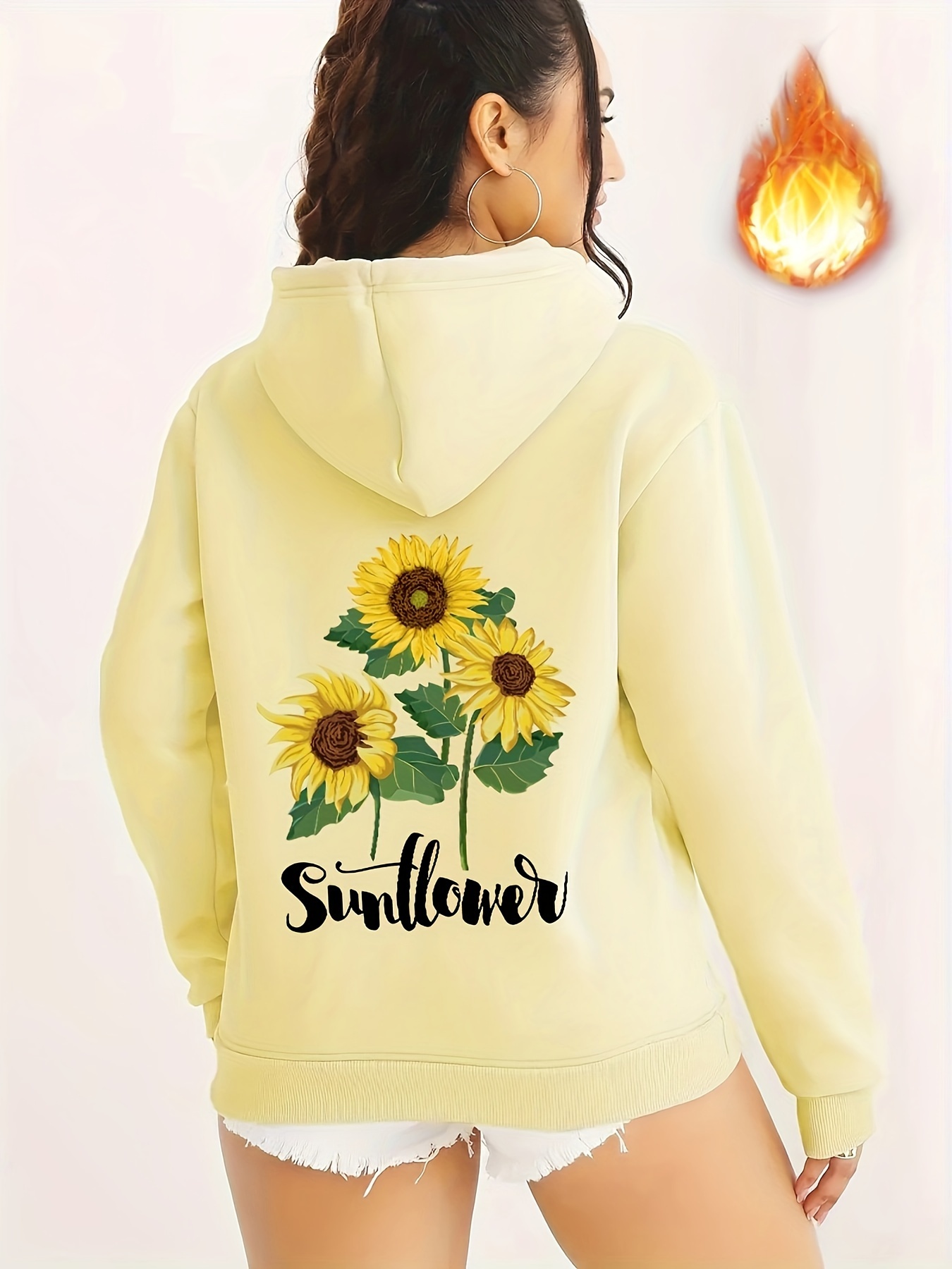 Hoodie with sunflowers online on sleeves