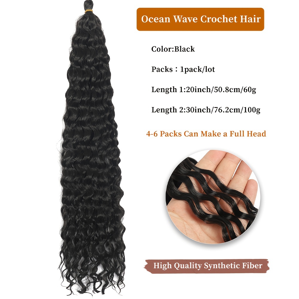 black crochet hair pre looped 20 inch curly braiding ocean wave crochet hair 1pack ocean wave crochet braids synthetic hair extensions for women 4