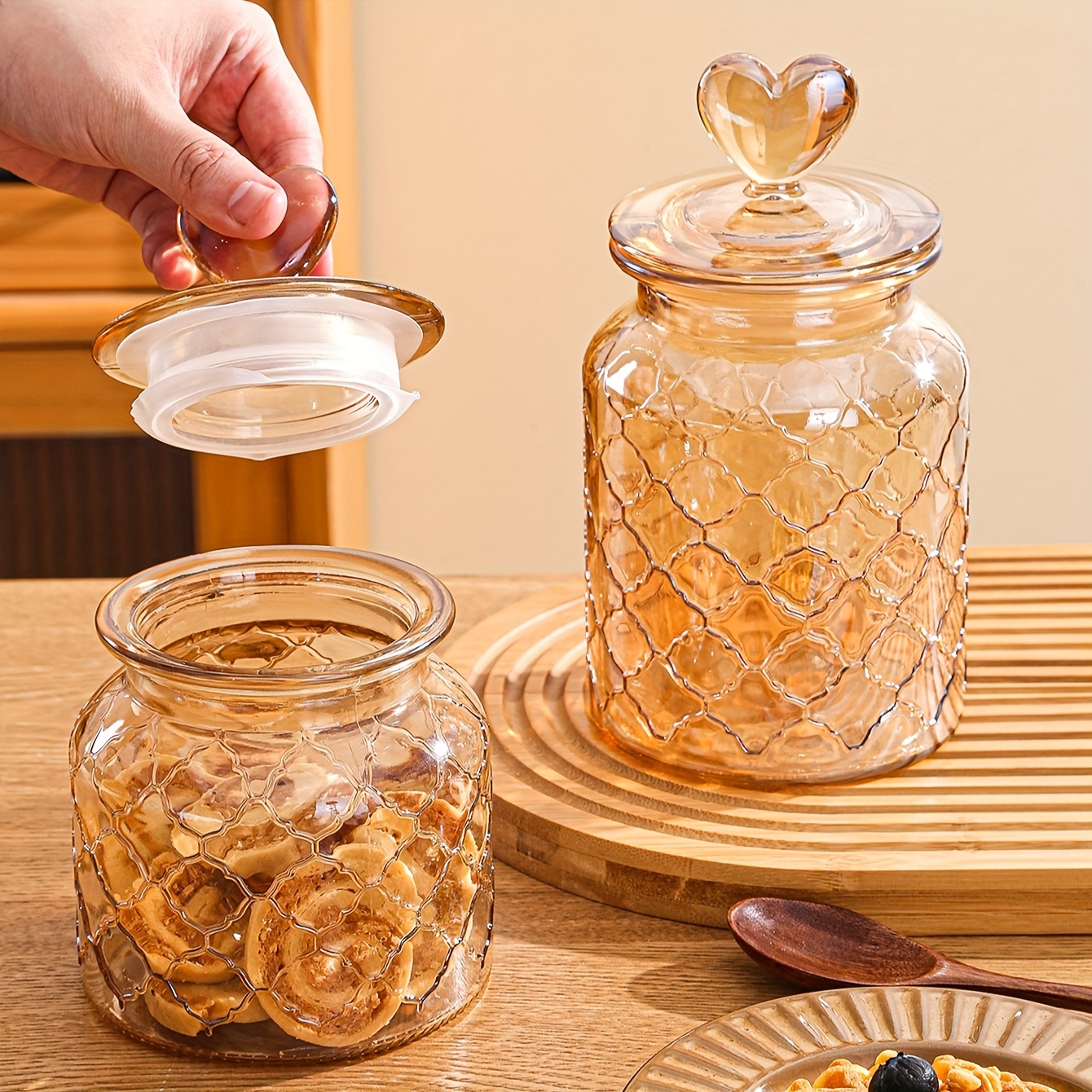 Kitchen Clear Glass Jars Large Durable Storage for Candy Cookie