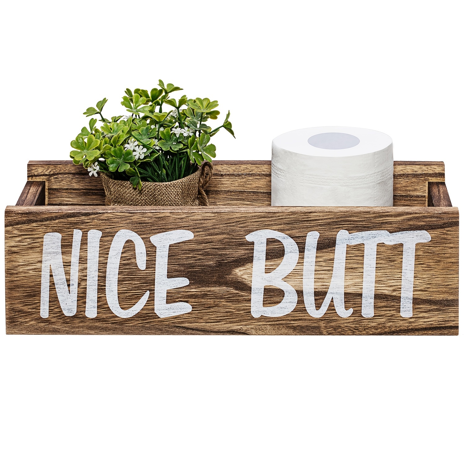 Toilet Paper Holder Wooden Shelf Rustic Toilet Paper Roll - Temu