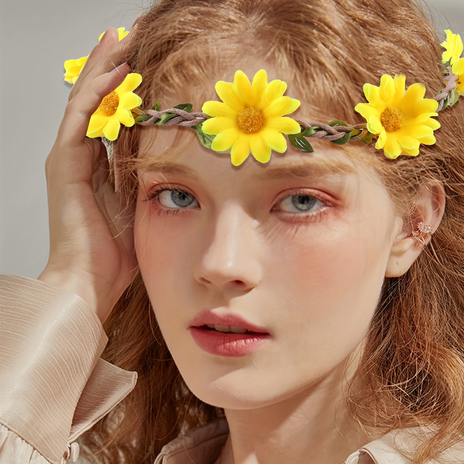 Boho Stretchy Headband Simulation Daisy Decor Hair Band - Temu