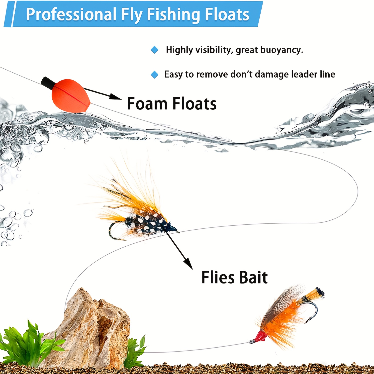 12/24/48pcs Reusable Fishing Floats Hard Foam Bobbers For Fly Fishing