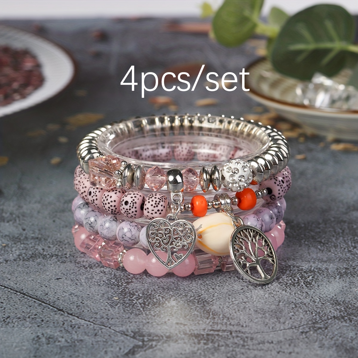 Gold Collection - Pink Shell Stone Bracelet with What Is Meant to Be Gold Charm