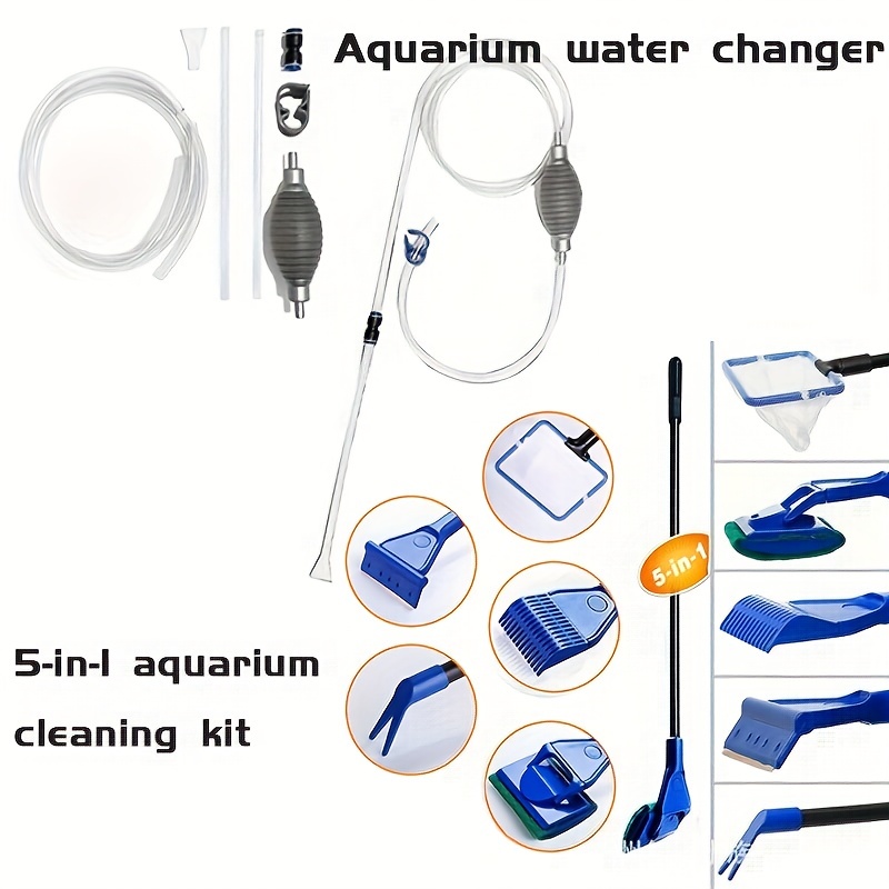 Aspiradora de grava para acuario, kit de herramientas de limpieza de  acuario, cambiador de agua de acuario, sifón con válvula de control de  agua