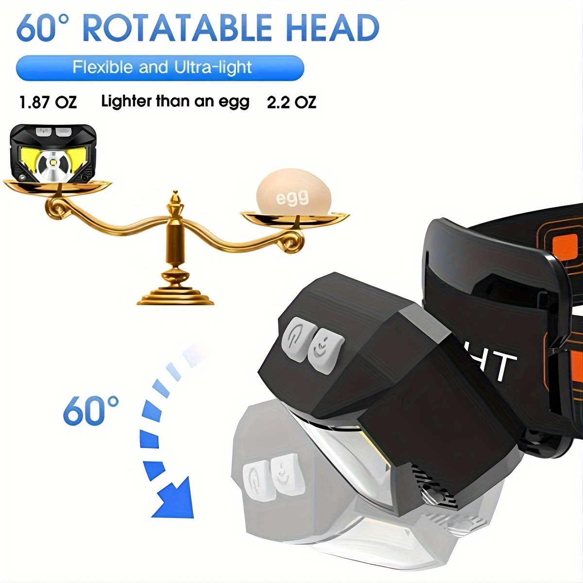 Led Rechargeable Headlight 1200 Lumens Ultra Bright Xpg+cob - Temu