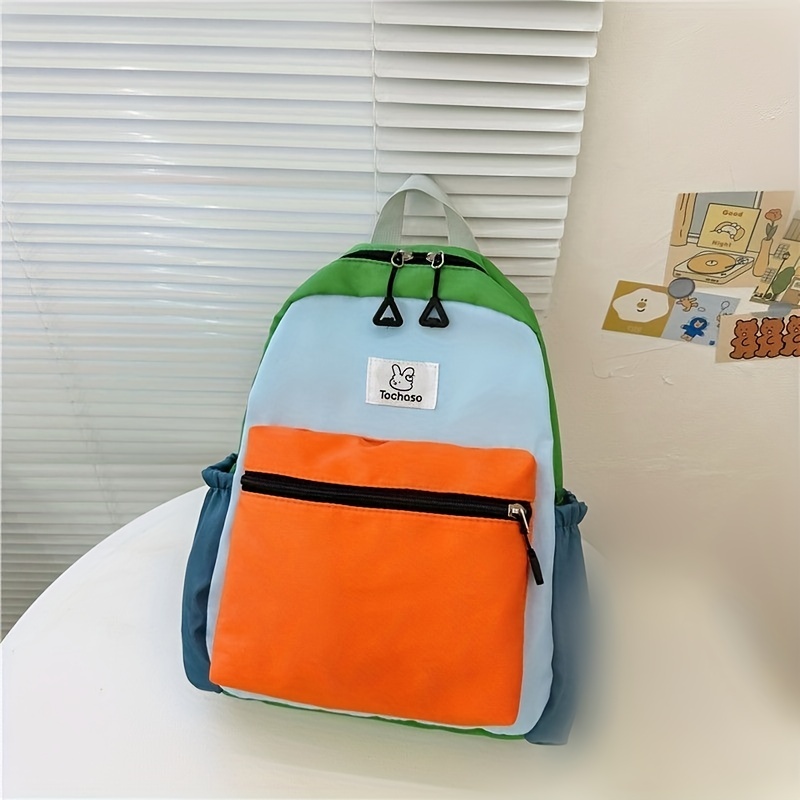 Children's Block Backpack Canvas Large Capacity Schoolbag