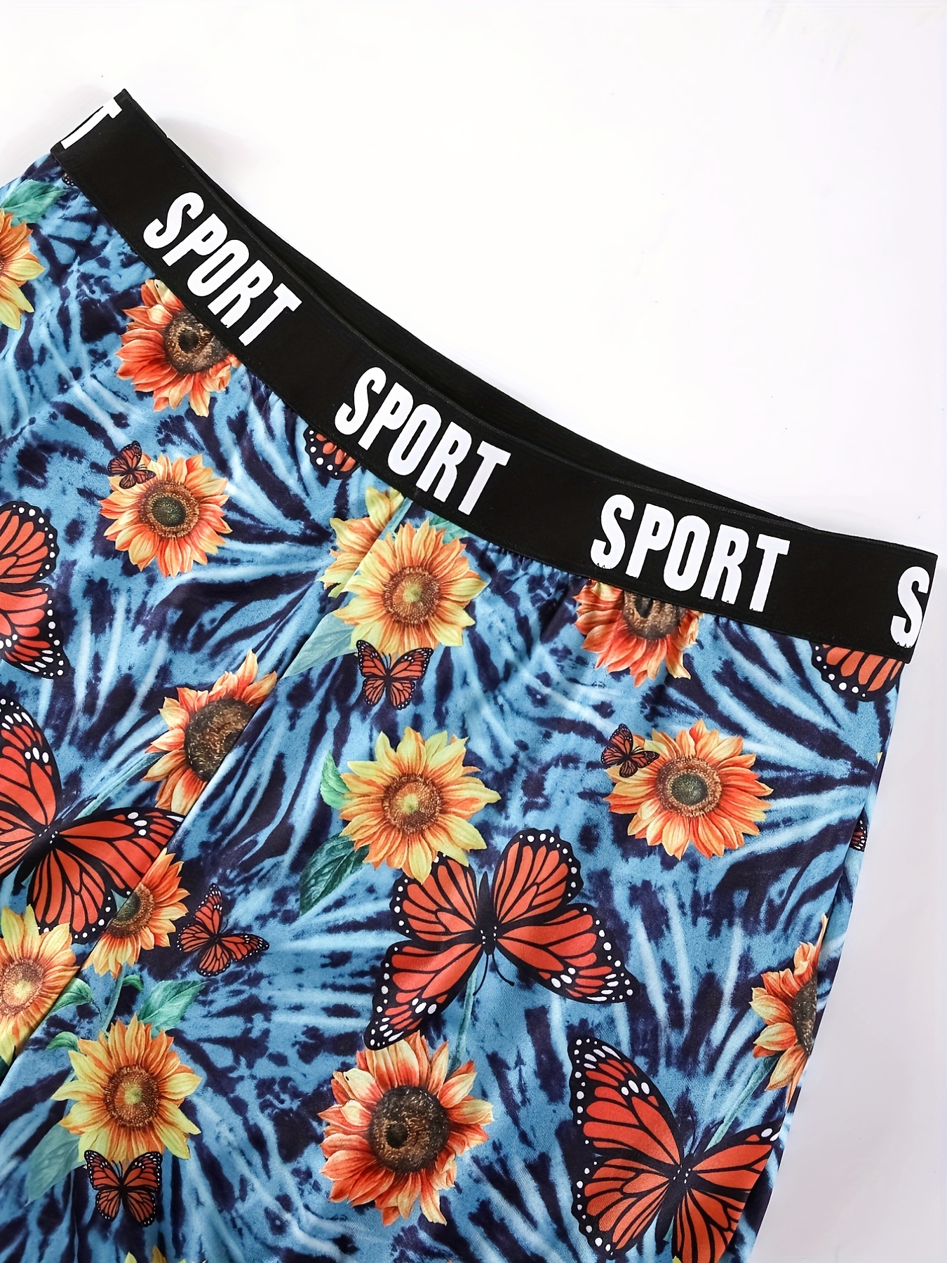 Women's Plus Sunflower & Butterfly Print High Rise Shorts