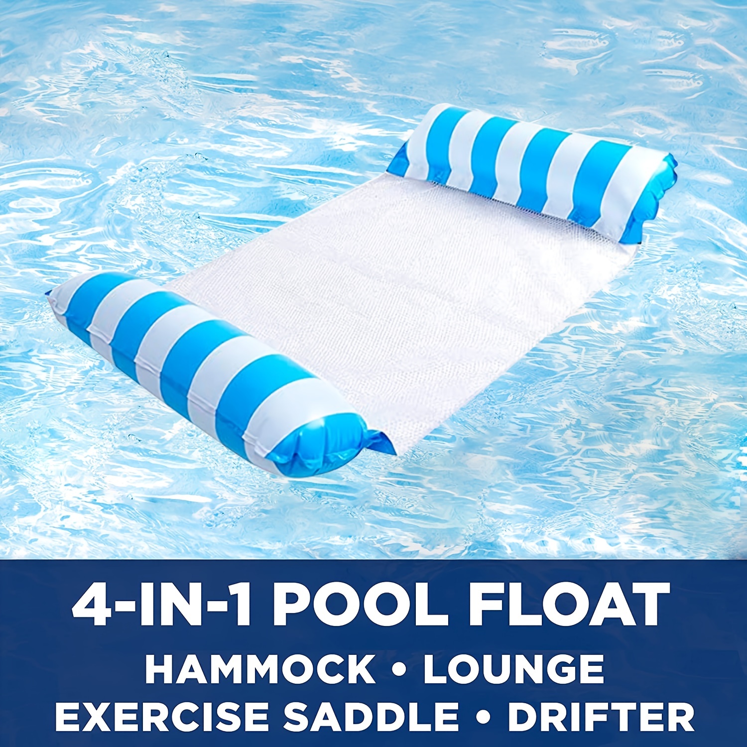 Flotteur de piscine gonflable, lot de 2 flotteurs de piscine pour adultes,  radeaux flottants polyvalents 4 en 1 (selle, chaise longue, hamac