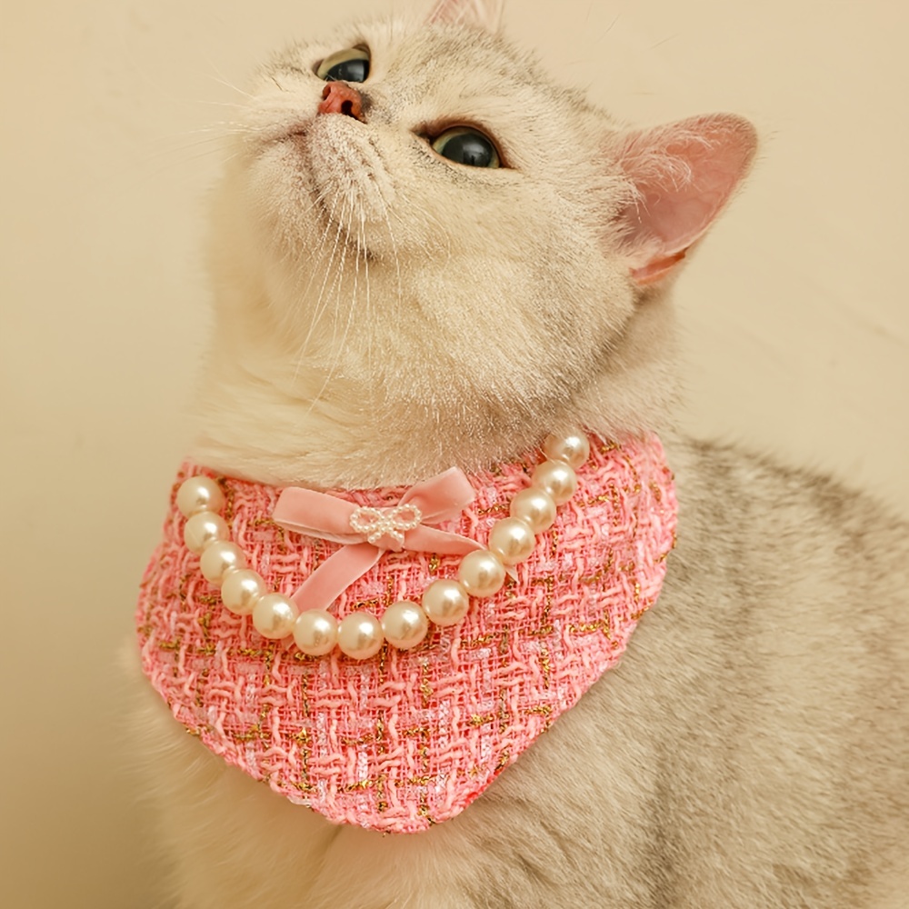 Pearls Decor Plaid Preppy Fashion Cat Neck Collars Bow Tie - Temu