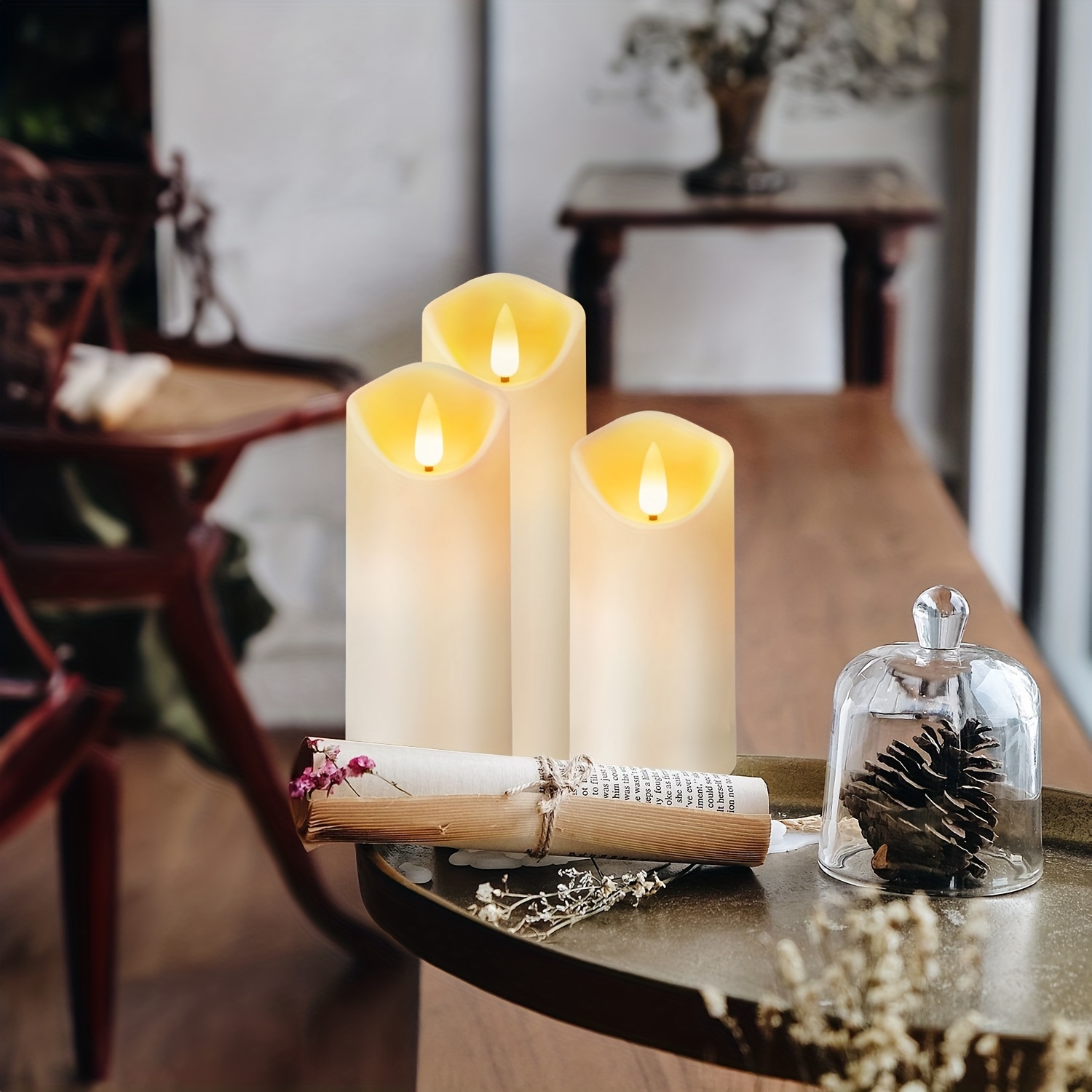 5pcs Flickering Candles Flameless Pillar Candles With Timer And Remote  Moving Flame Battery Operated Candles For Home Decor Festivals Holidays  Weddings Decorations Photo Props Outdoor Decor Home  Kitchen Temu