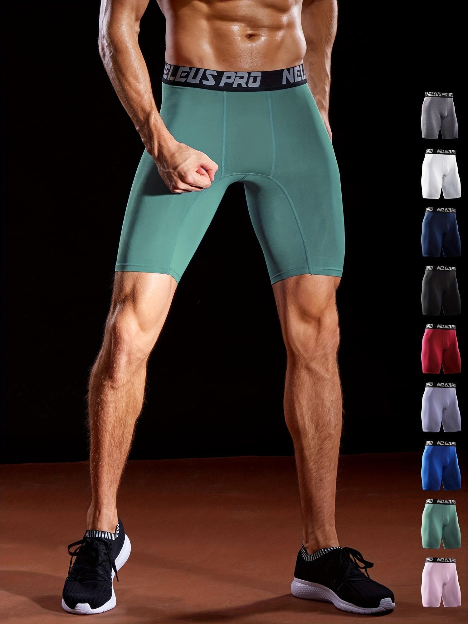 Men's PRO Tight Shorts For Sports Training, Fitness Running, Quick Drying  Elastic Leggings