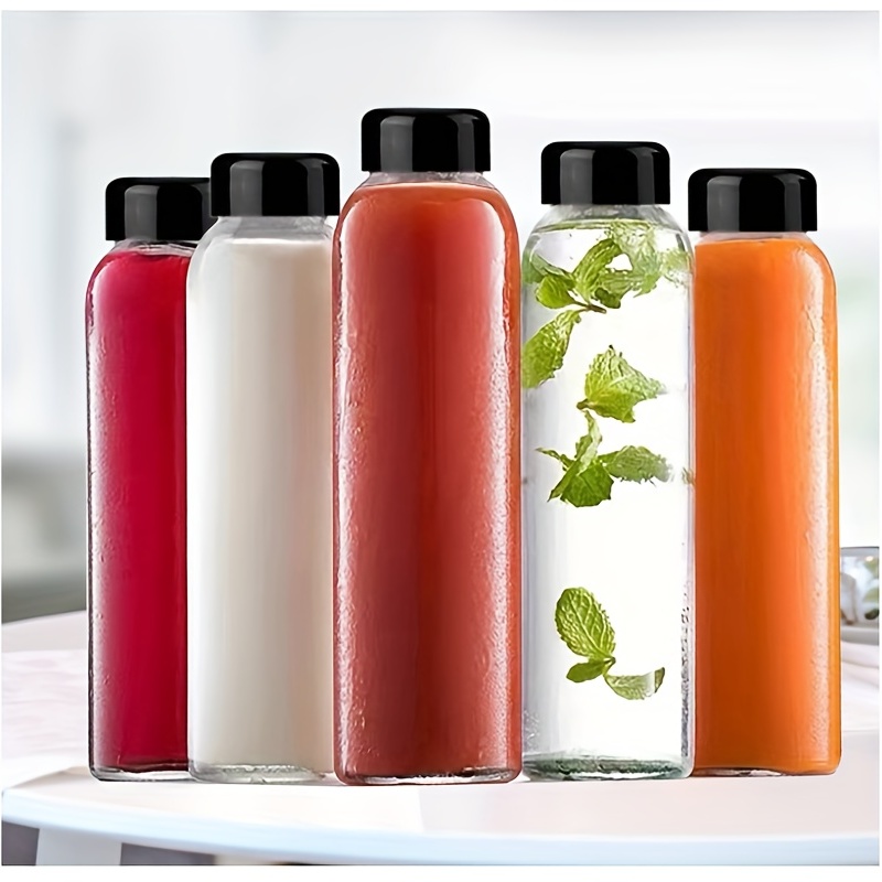  Glass Water Bottles 10 oz., Glass Bottles with Lids, Reusable  Water Bottle with Leak Proof Caps