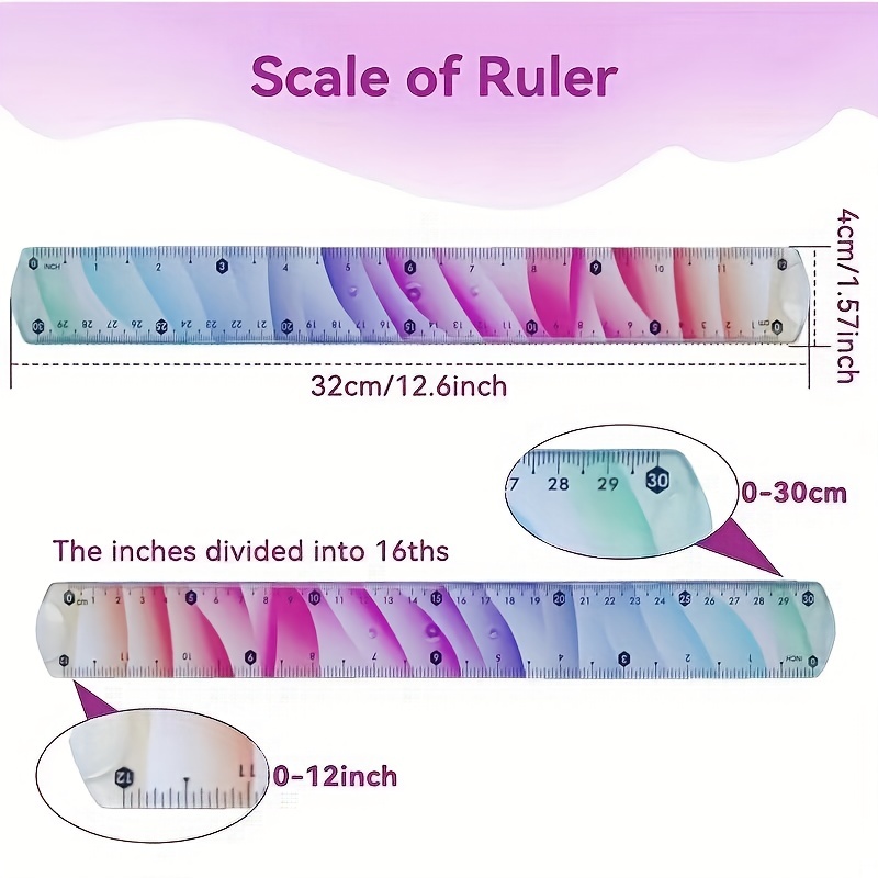 Set Of 4 Flexible Rulers, 4 Colors Flexible Ruler 30cm/12inch