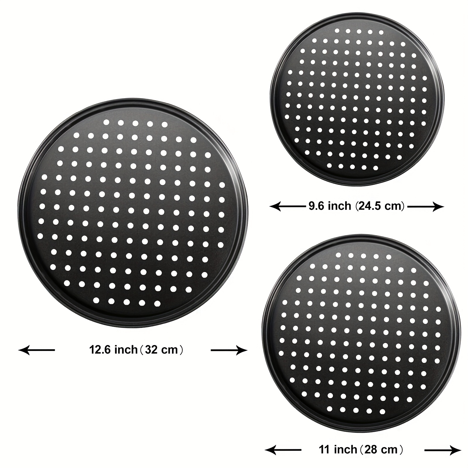 Pizza Pan - Non Stick Baking, Even Heat Distribution - Pizza Tray for Oven  - Perforated Stainless Steel for Crispy Crust - 9.6 Inch 