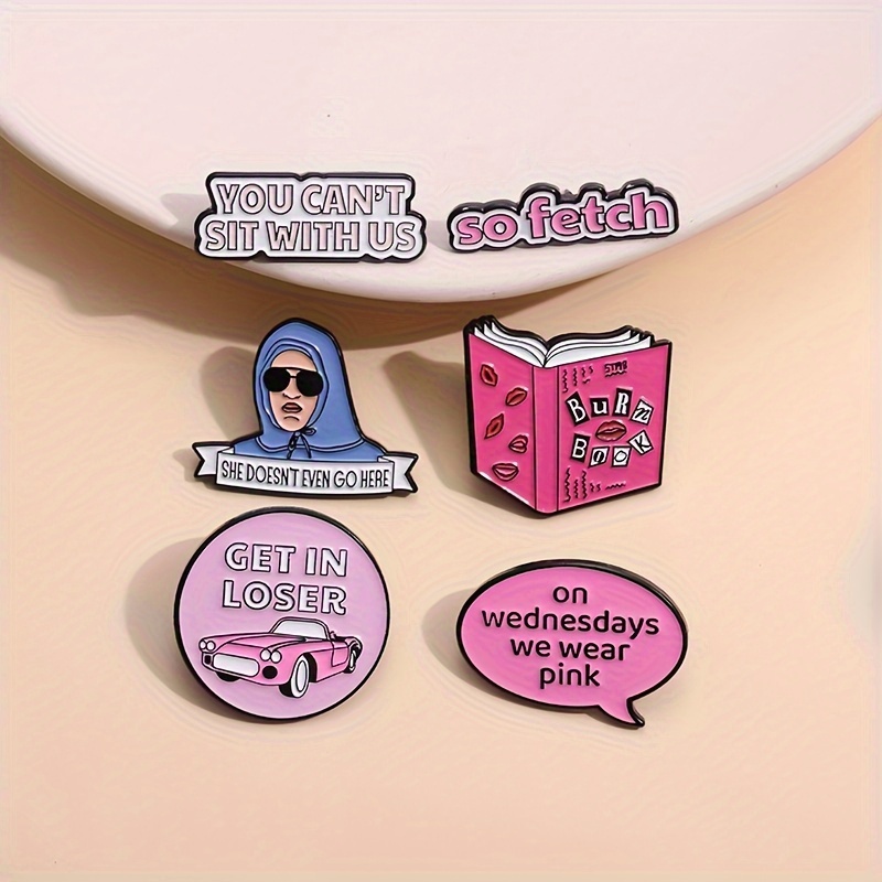 Mean Girls Enamel Pin Cartoon Pink Brooch So Fetch Lapel Badge Get