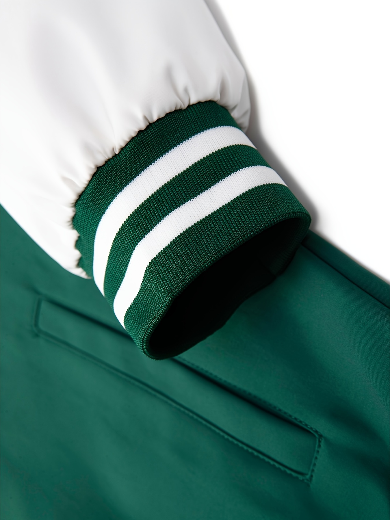 New Men's Pro Baseball Varsity Jacket Dark Green & White Collared All Sizes