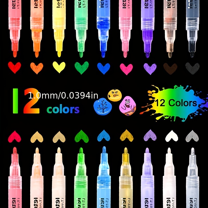 Paint Markers 12 Colors Acrylic Paint Pens Acrylic Paint Markers for Rocks  Wood Fabric Canvas Glass Ceramic Scrapbooking Supplies Medium Tip Paint