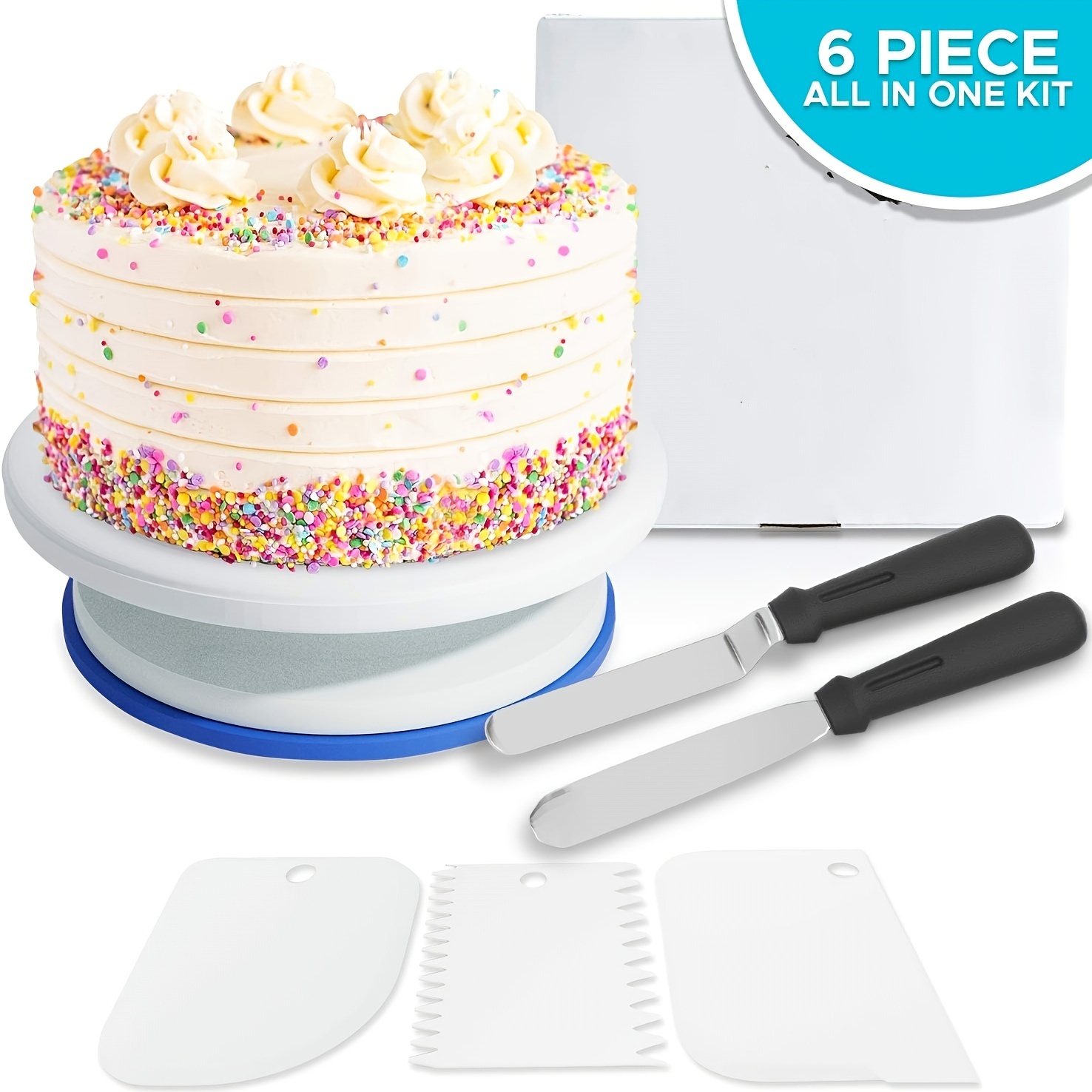 Size:28cm Kitchen Cake Decorating Icing Rotating Turntable Cake Stand White  Plastic Fondant DIY Baking Tools(014)