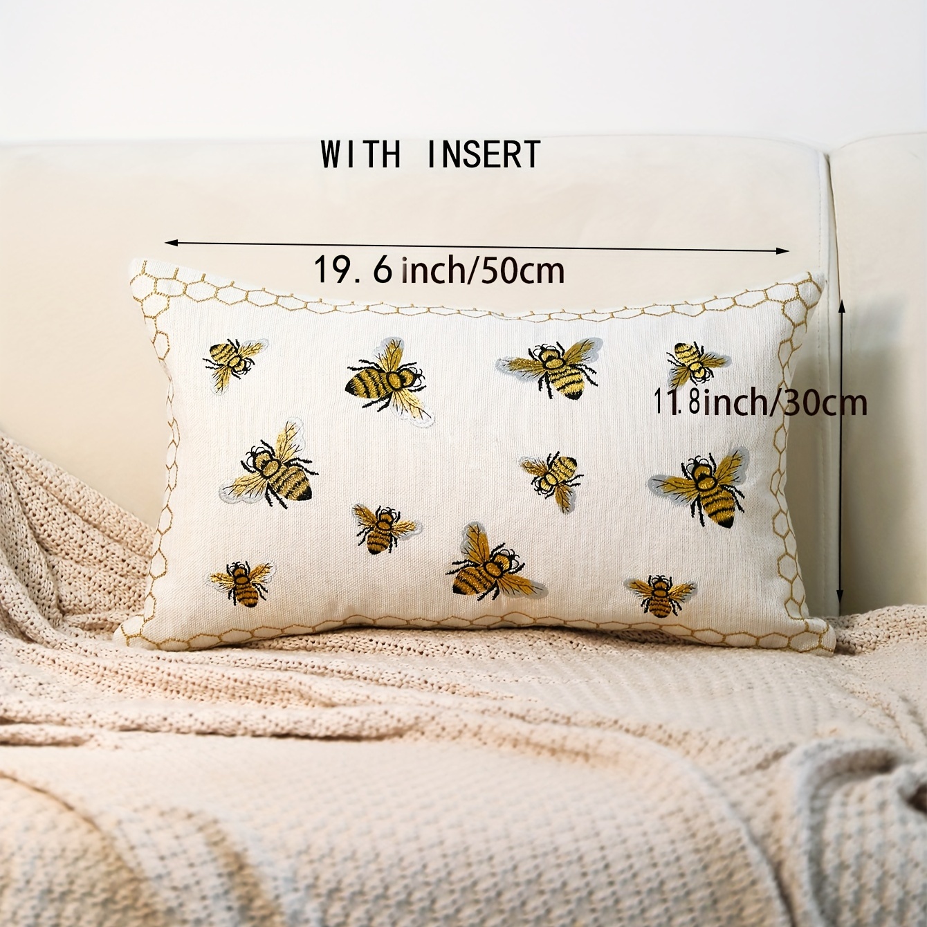 Embroidered bee outlet pillow