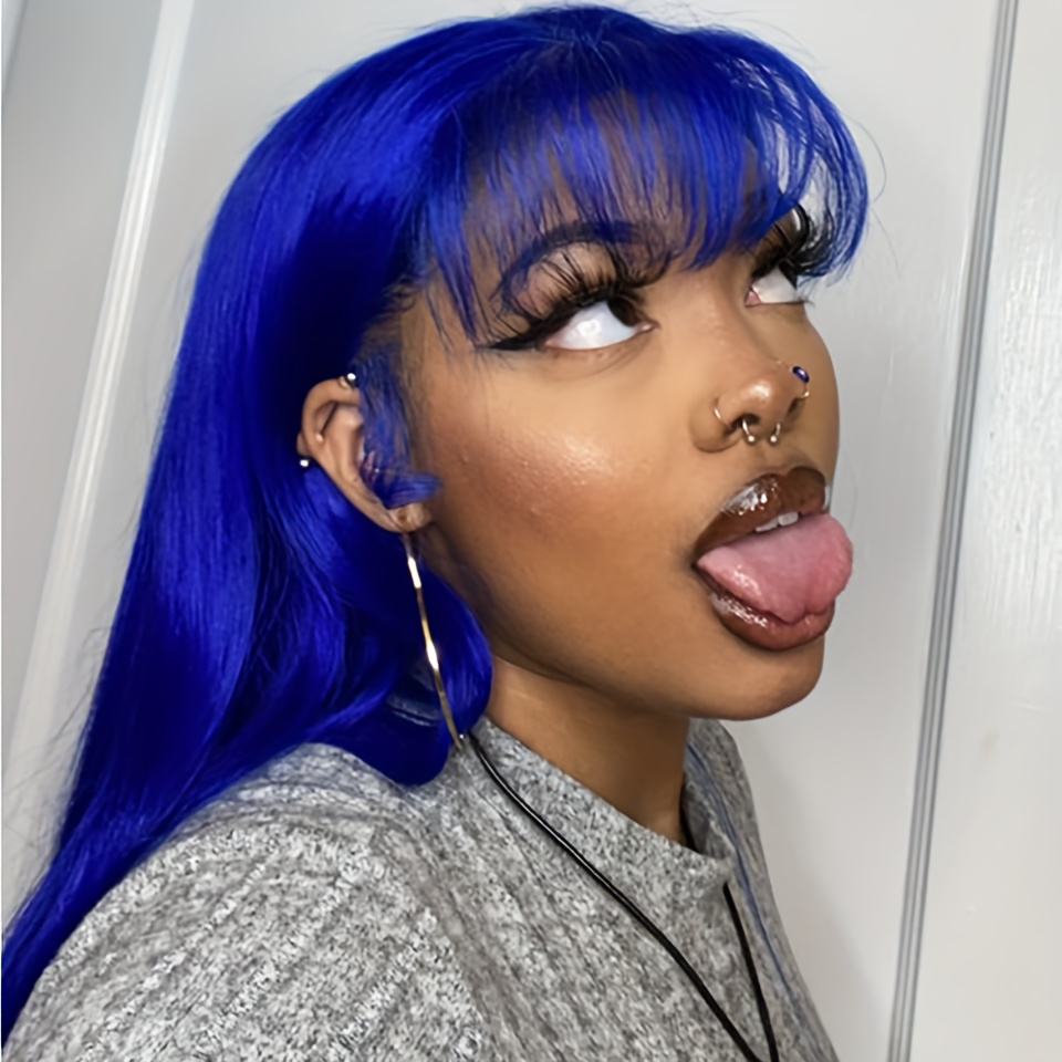 Blue bob outlet wig no bangs